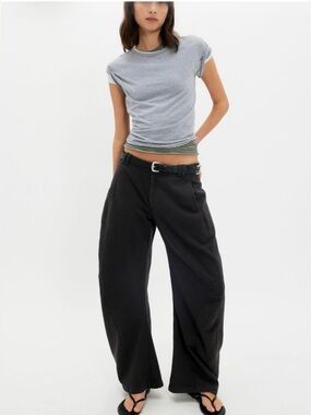 Free People Spotlight Washed Barrel Pants in Black